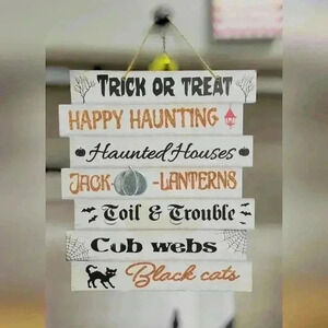 Trick or treat halloween decor hanging sign decorations
